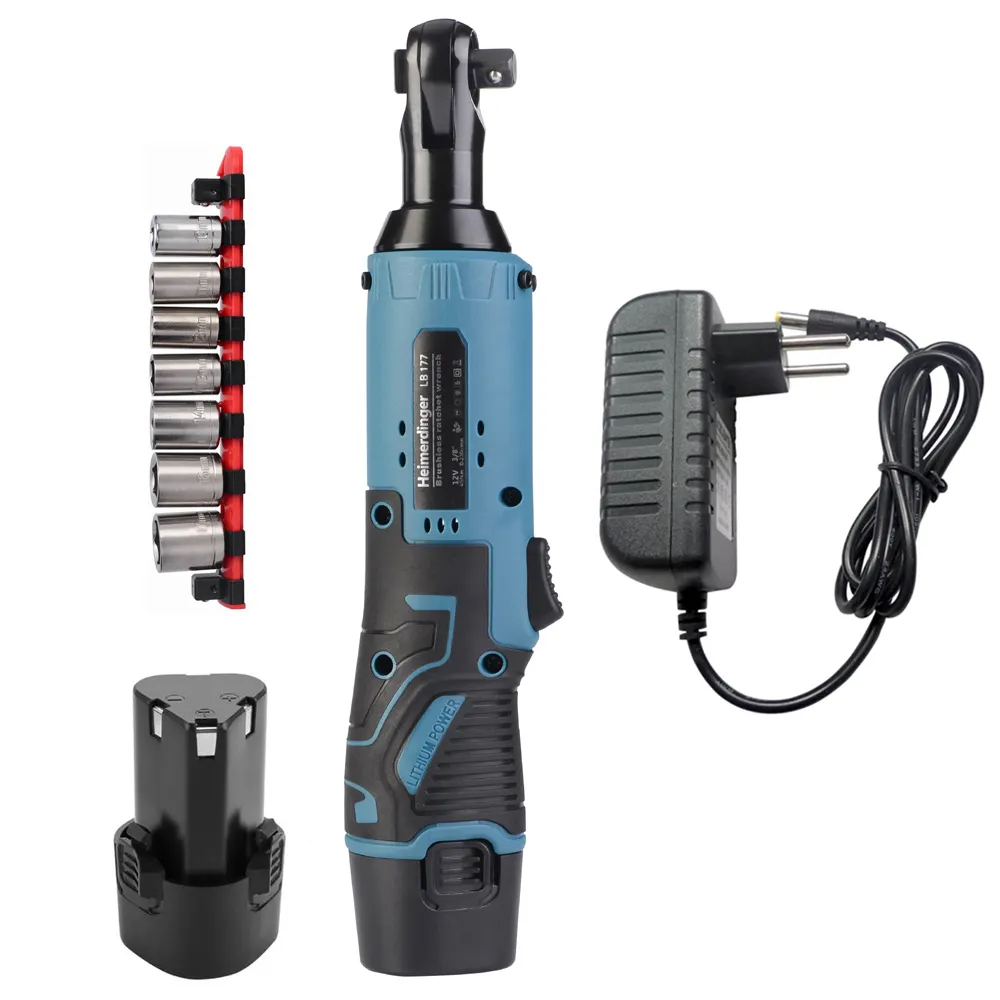 12V rechargeable battery cordless ratchet wrench with two batteries