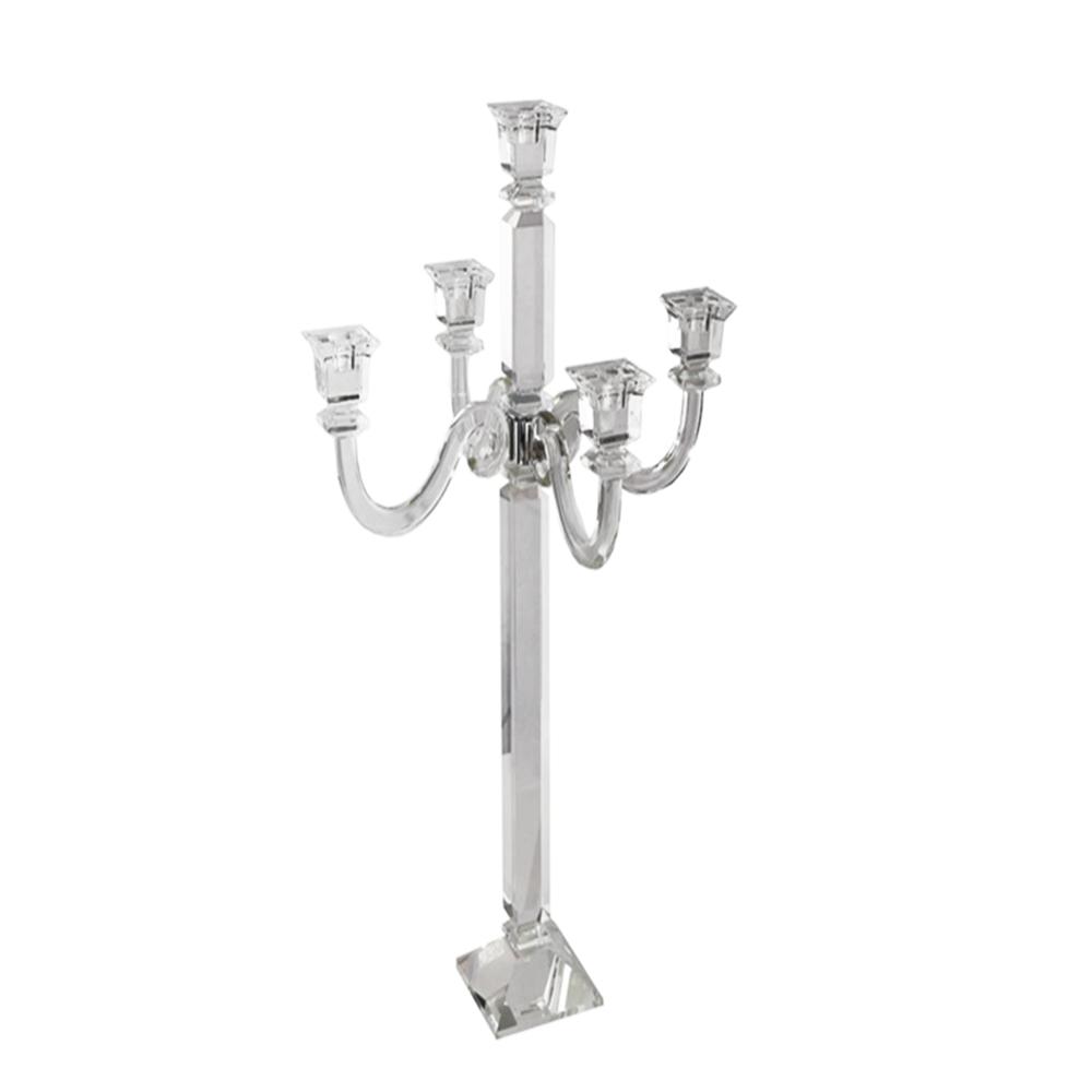 Black Stem 32cm Crystal Taper Candle Holder// Candlestick
