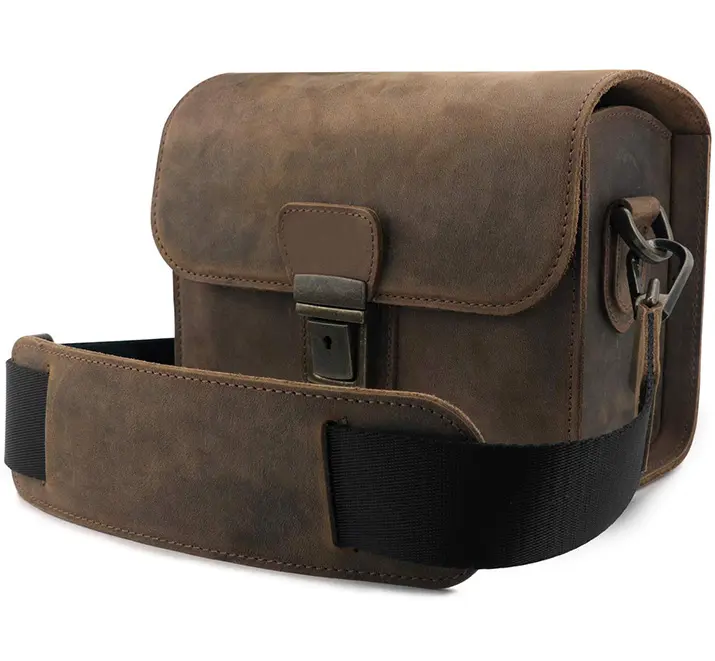 Genuine Leather Camera Messenger Bag for Mirrorless Instant and DSLR Cameras