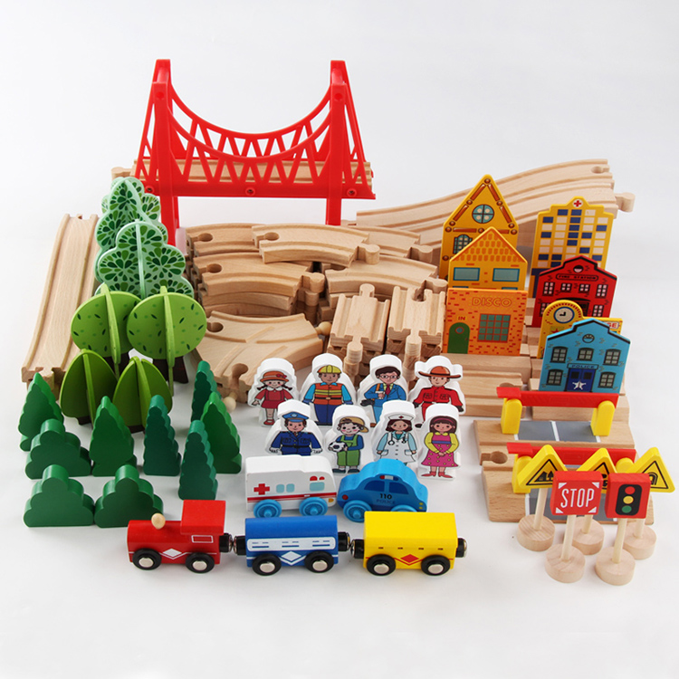 Wholesale Custom High Quality 88 Pieces Wooden Train Tracks Table Toys New Design Boys Girls Self Assemble Educational Toys