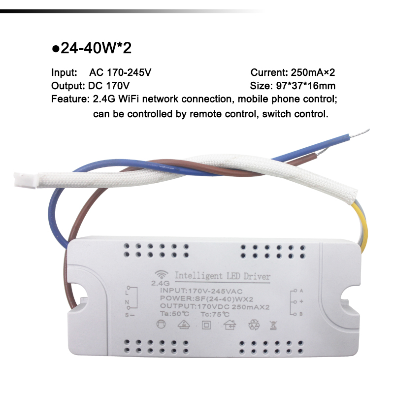 2.4G WIFI Safety Plastic Driver 15-24W Connessione Bluetooth Illuminazione Trasformatore di alimentazione AC100-240VLED Plafoniera