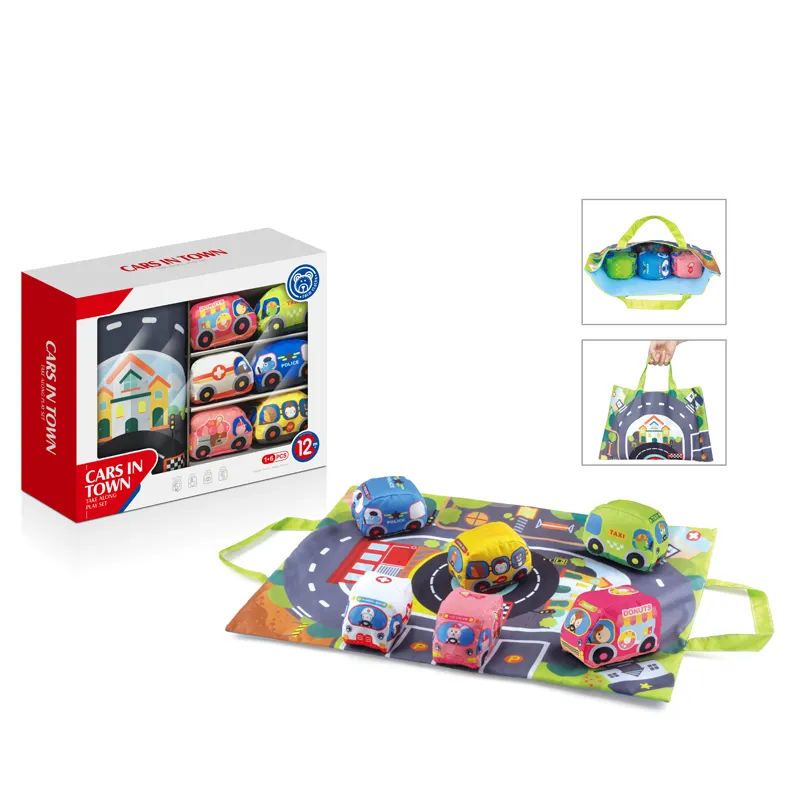 2021 Новый дизайн 6 автомобилей Портативный тканевый игровой ковер игровой коврик и сумка для хранения игрушек