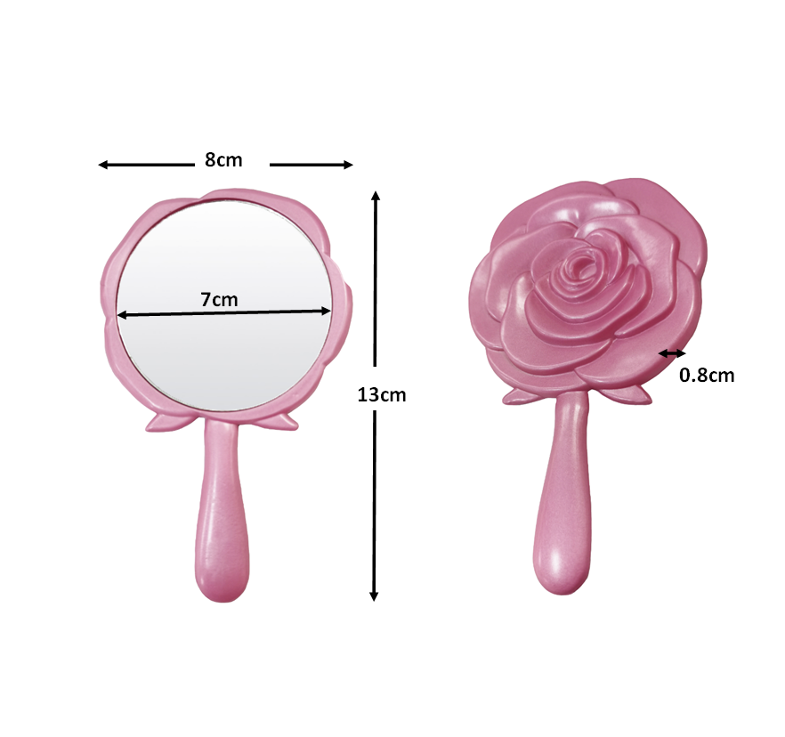 Rose Flower Shape Single Side Plastic Mini Handheld Makeup Cosmetic Mirror For Gifts