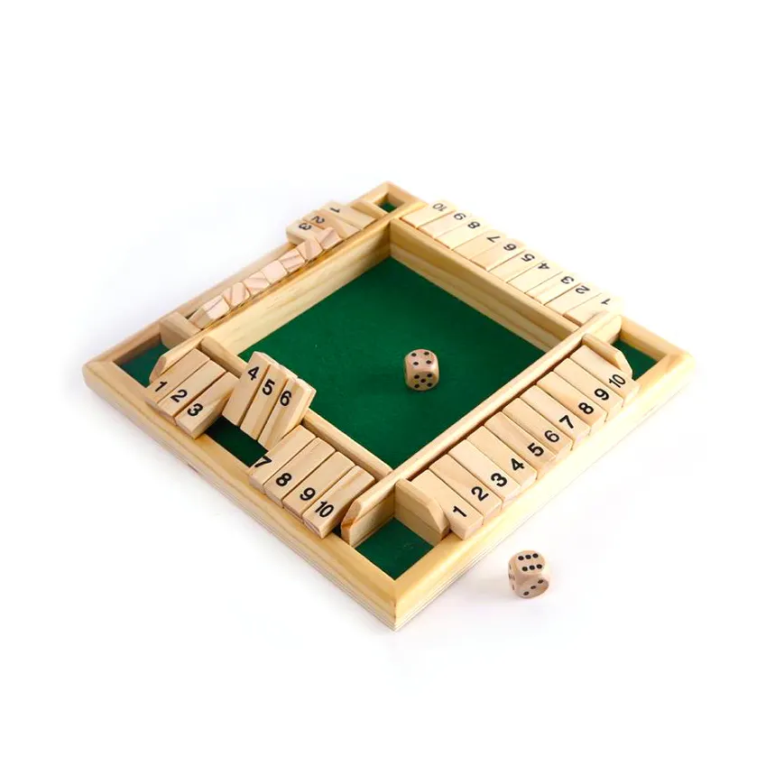 OEM in stock high quanlity educational 4- players wooden shut the box dice board game