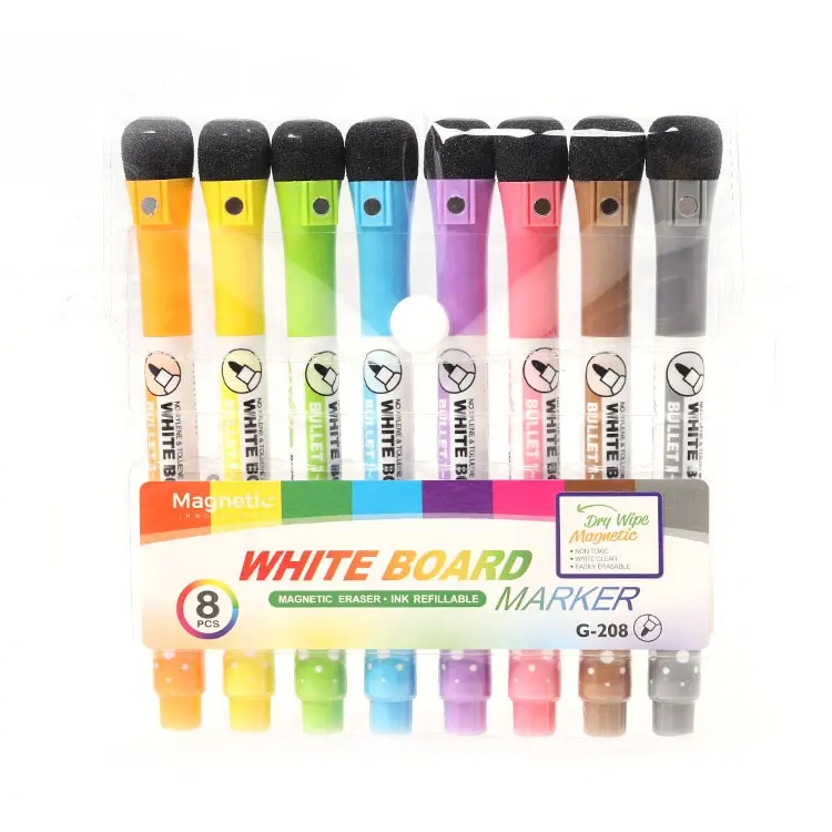 Custom Muti-color dry erase whiteboard marker set with magnet and eraser