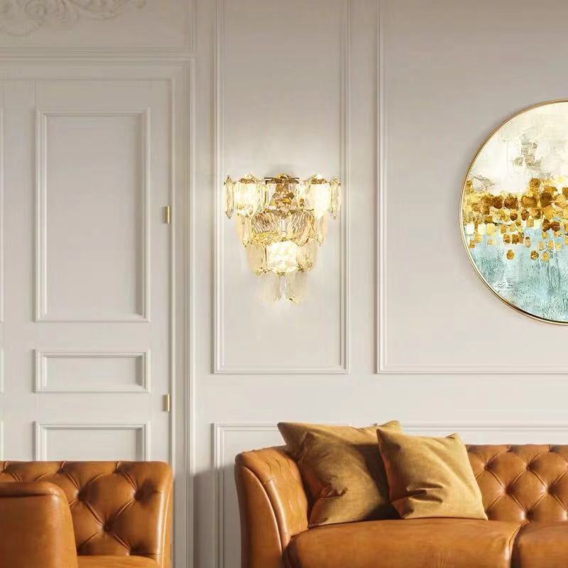 Modern Crystal Wall Sconce with Two Lights at Destination Lighting for living room bedroom