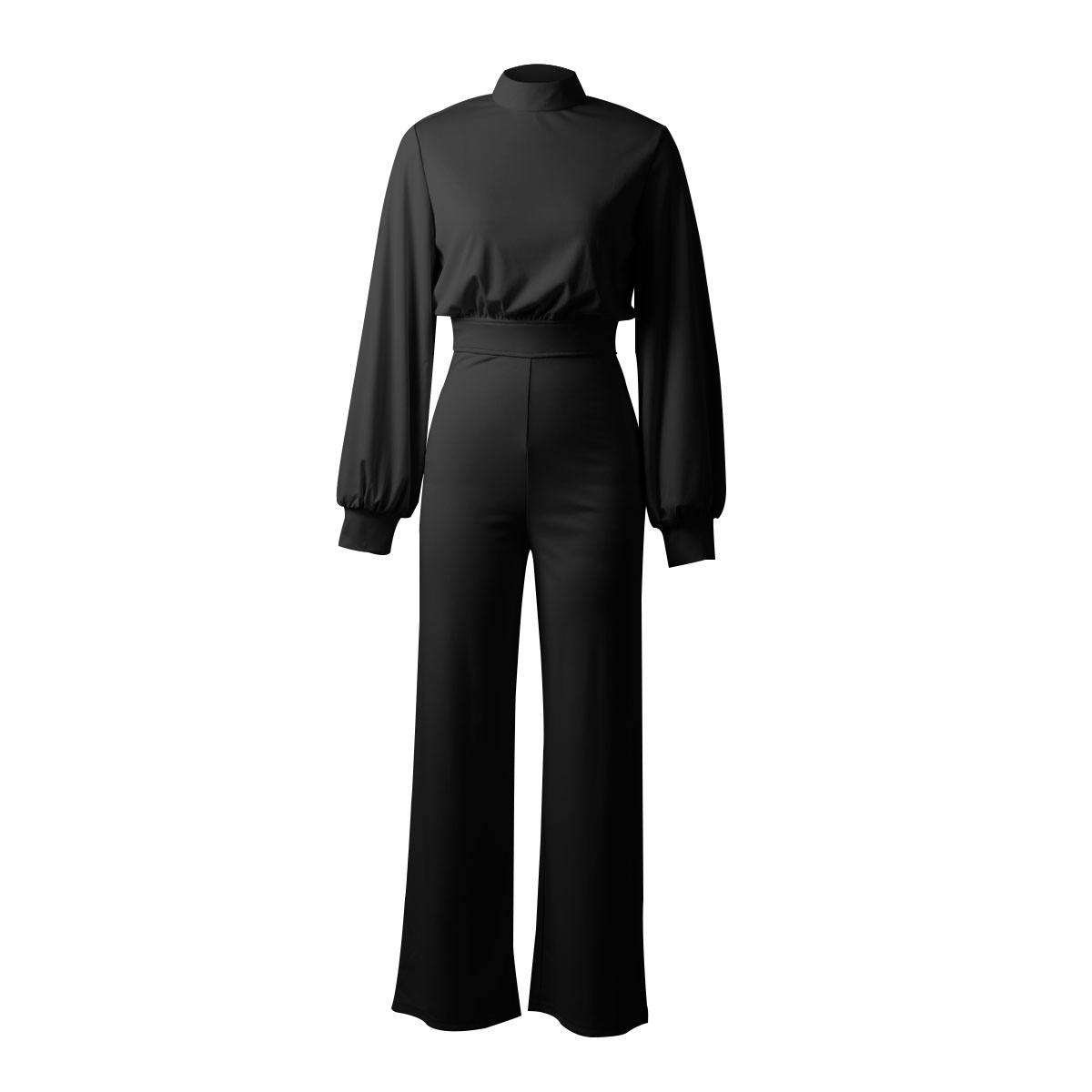 High quality High neck solid color long jumpsuit latest design fashion ladies loose jumpsuits