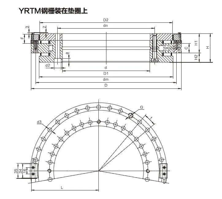 High precision high performance YRTM325 precision slewing bearings