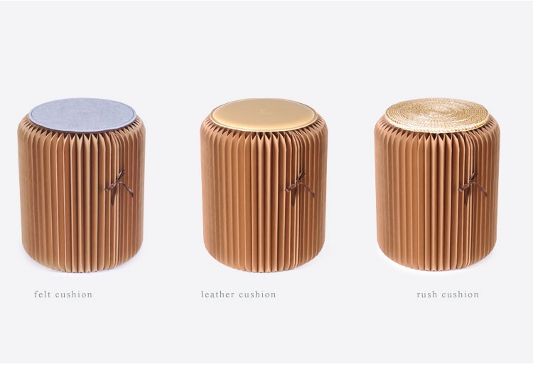 35cm height Brown color paper stool paper furniture organ kraft paper folding chair for living room and office