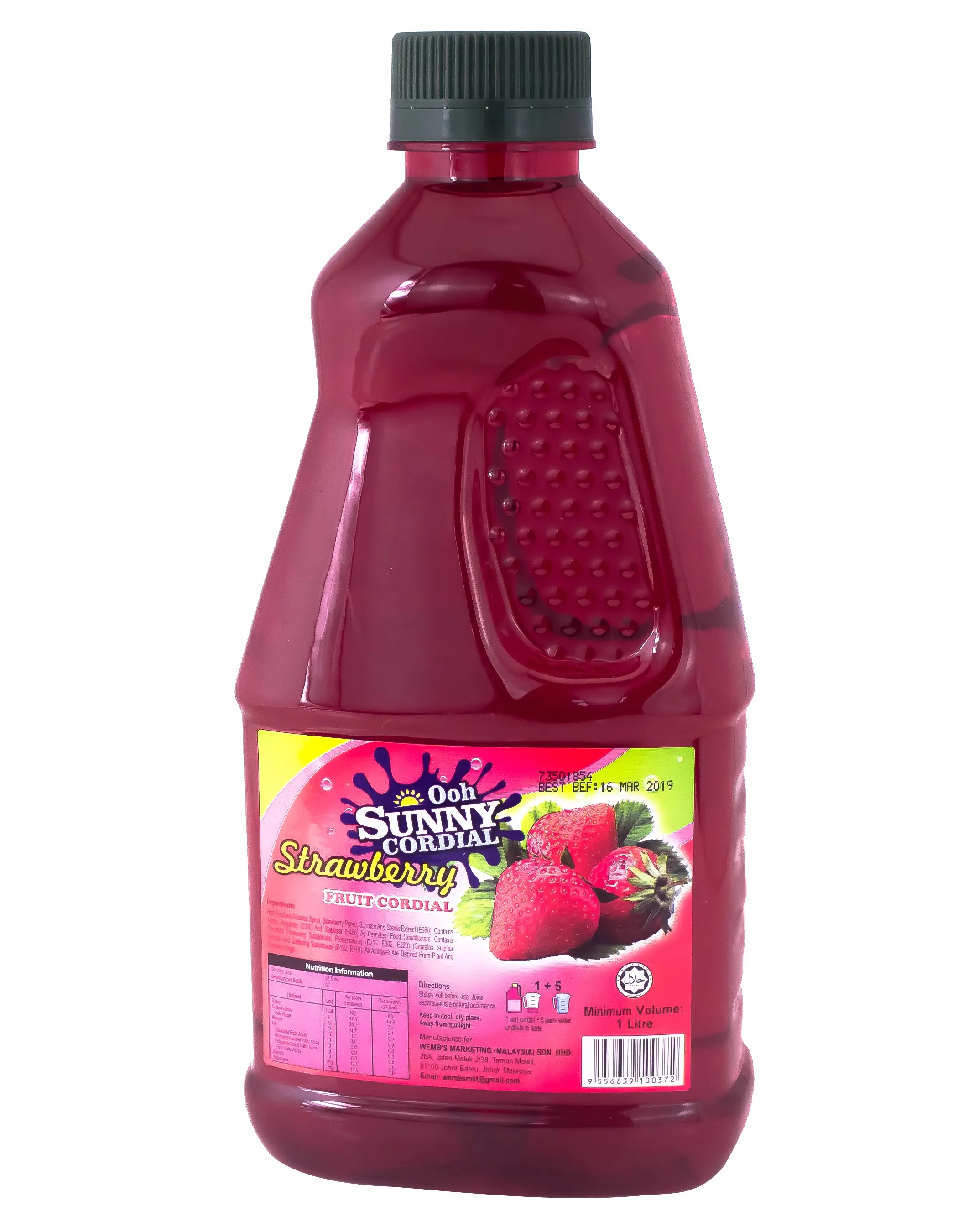 Ooh Sunny Cordial Concentrate Real Strawberry Fruit Juice