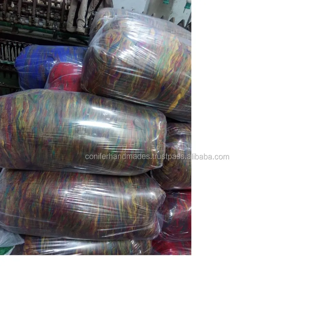 custom made sari silk waste in mult icolours suitable for yarn stores for spinners , weavers