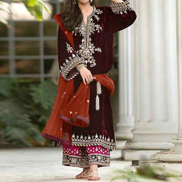 velvet party dresses pakistani