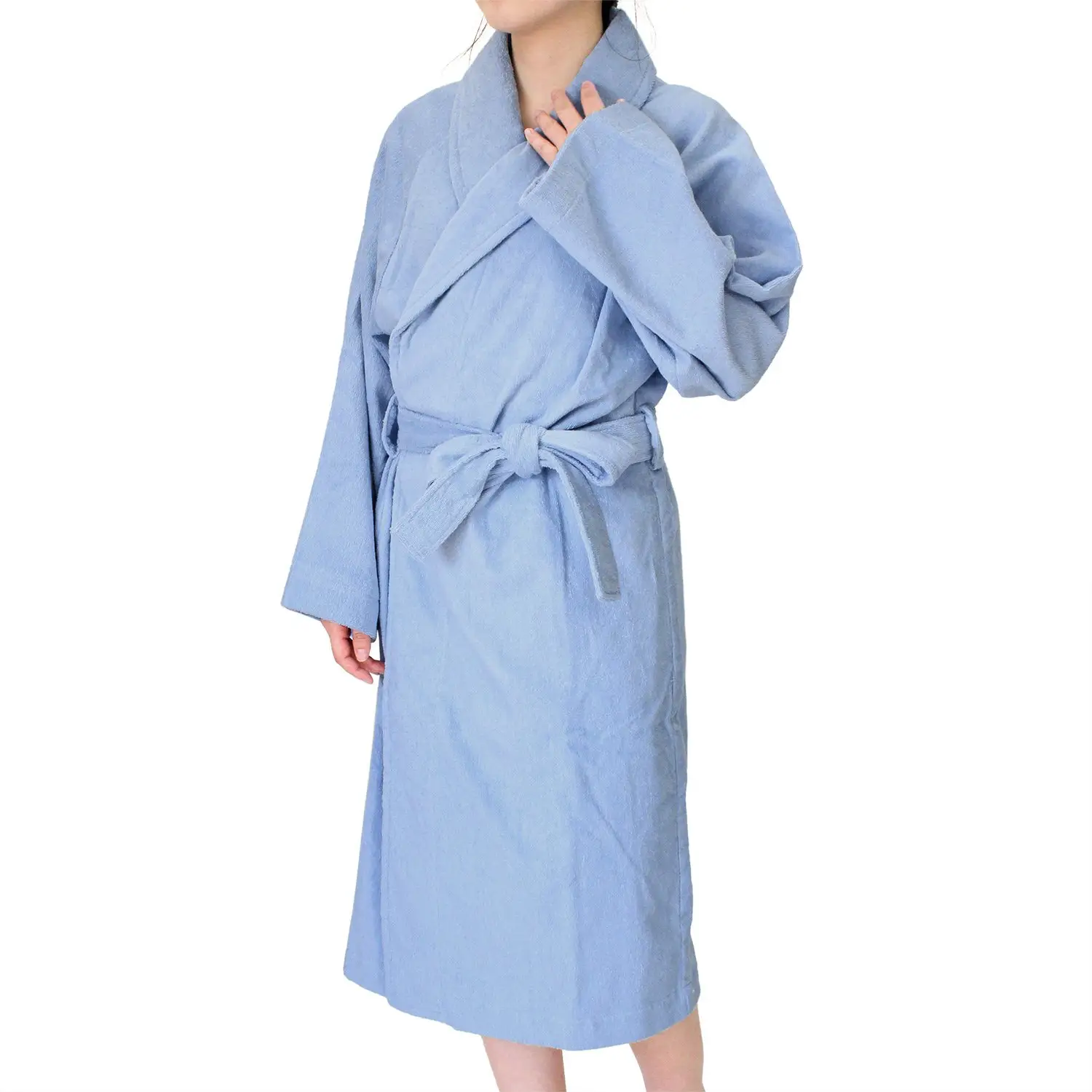 Cotton towel bath robe 109cm * 57cm unisex made in Japan terry cloth bath robe Hotel blue