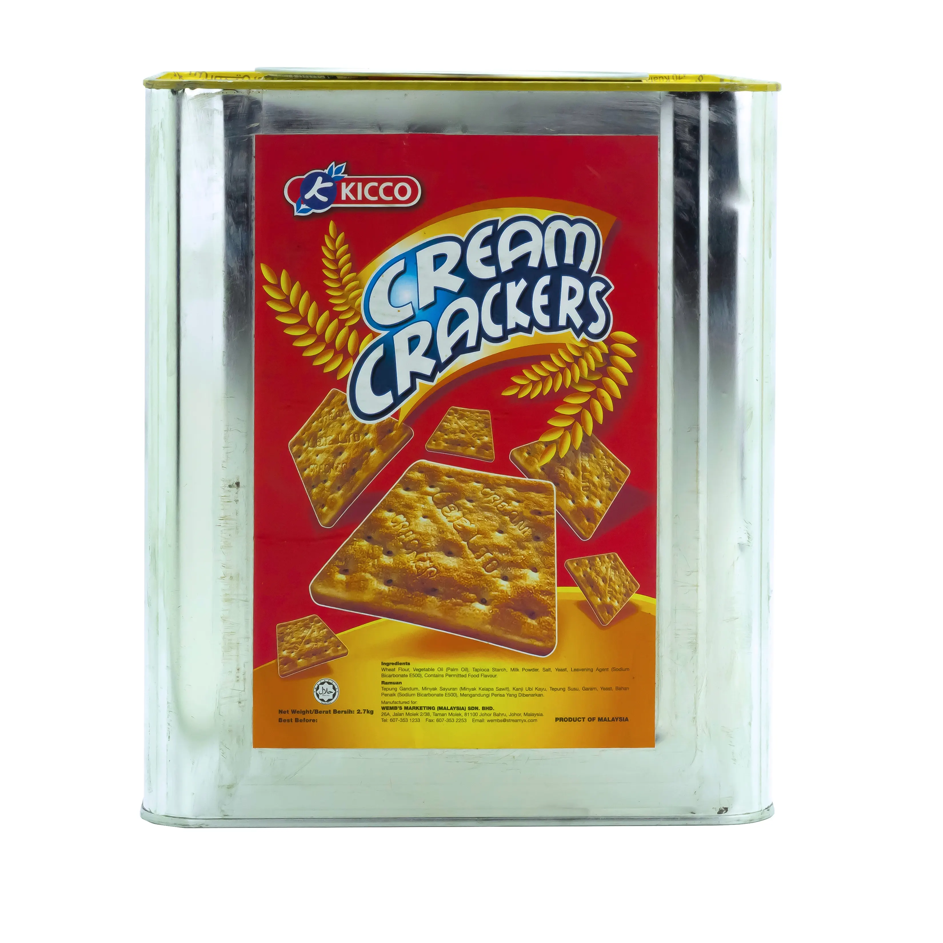 Delicious aromatic cream cracker tin biscuit