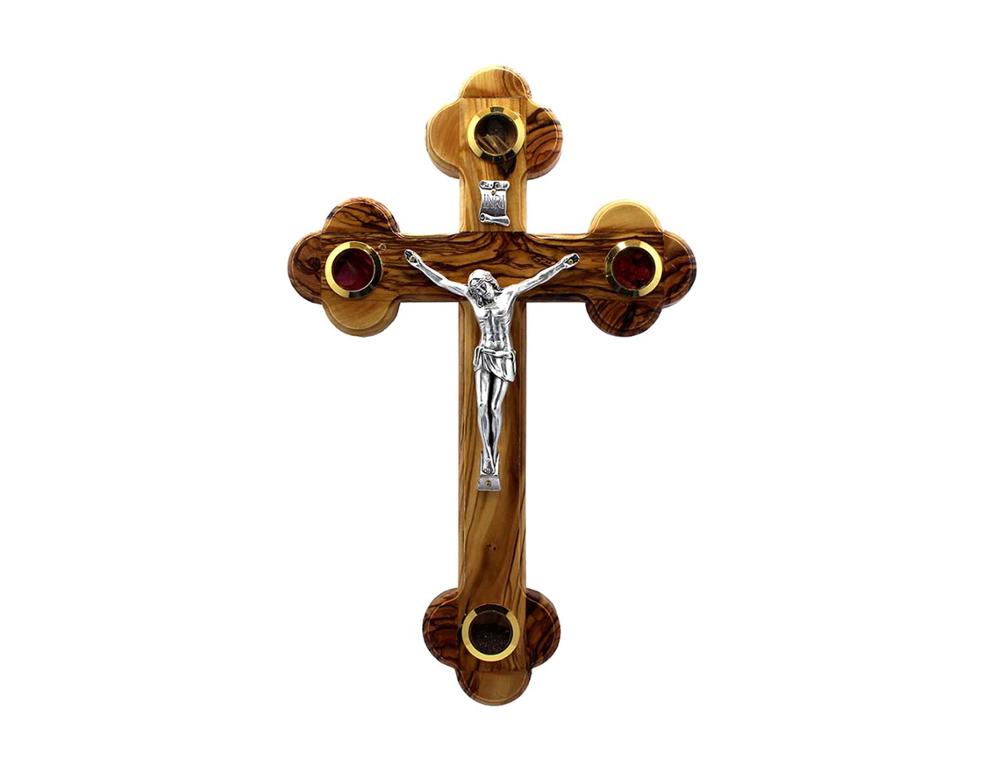 Wooden Cross With Four Elements Olive Wood Cross Wall Hanging