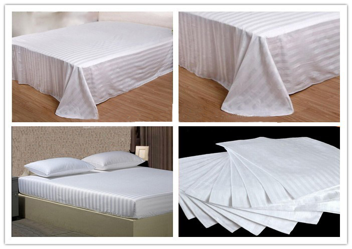Wholesale Cotton Satin Stripe White Hotel Linen Bed Sheets Flat Sheet Manufacturers In China