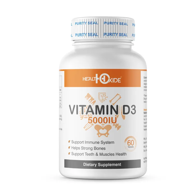 Healthcare Supplement Vitamin D3 Tablets 5000IU for Support Teeth and Muscle Health