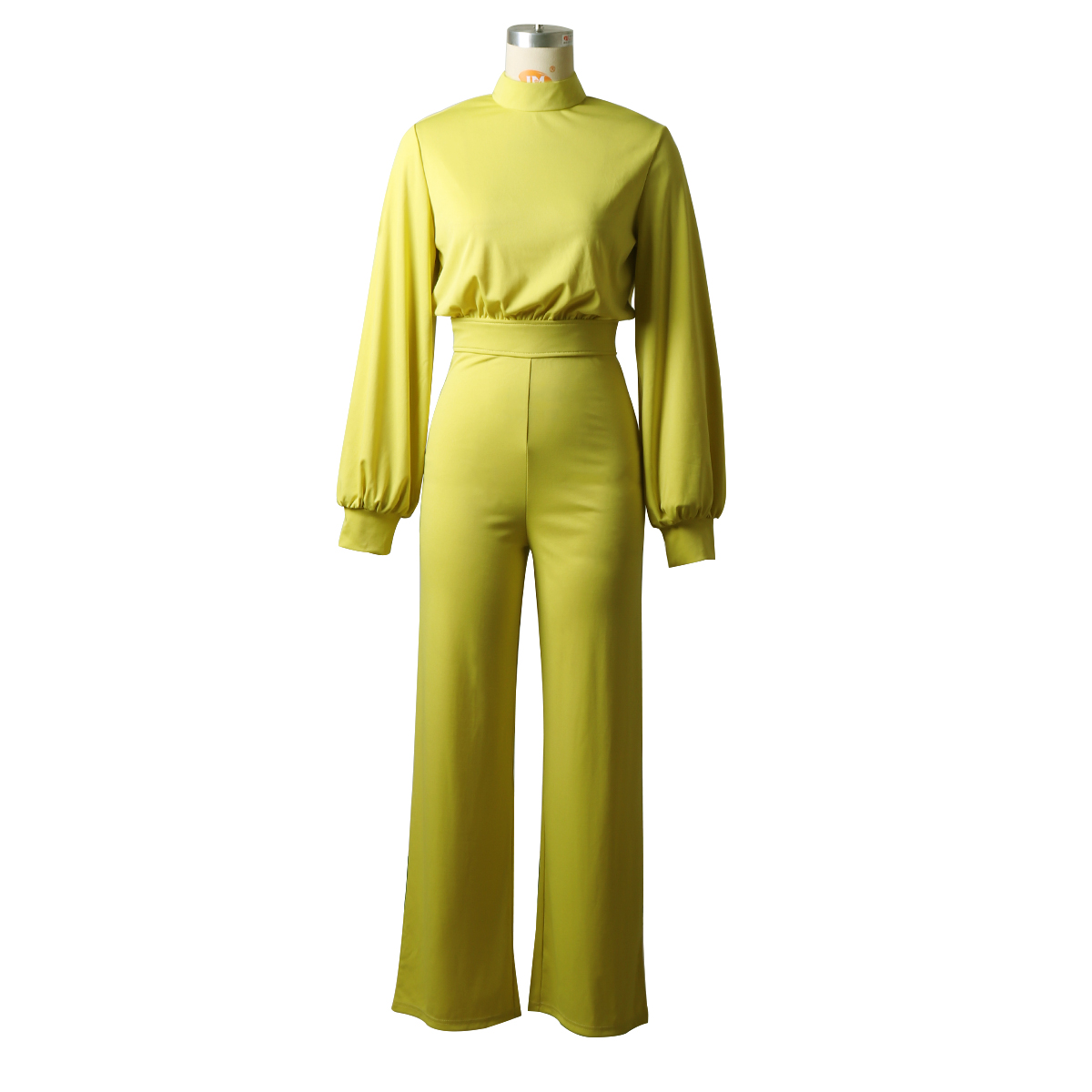 High quality High neck solid color long jumpsuit latest design fashion ladies loose jumpsuits