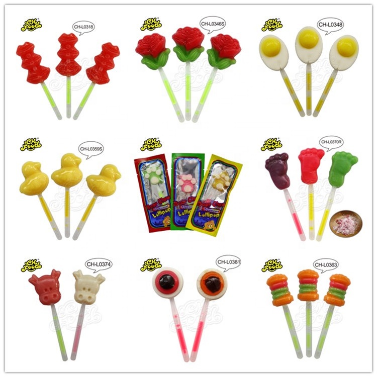 CHFOOD yellow duck lollipop candy with glow stick/light sticks CH-L0359S