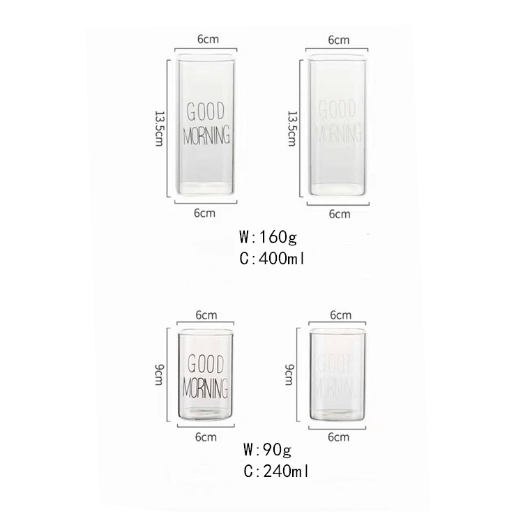 Heat Resistant Clear Quadrate Glass Milk Cup Drink Cup High Borosilicate