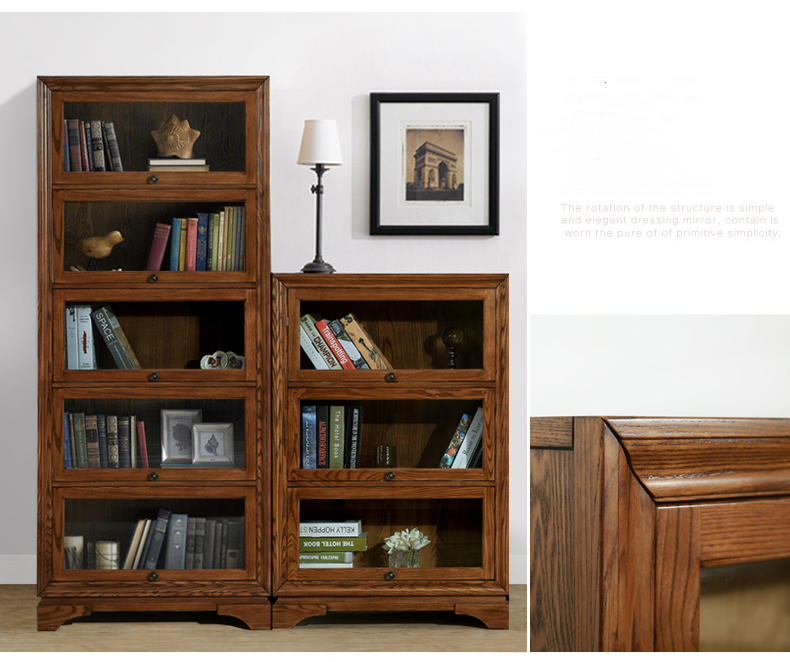 high quality solid wood household and office bookcase bookshelf with door