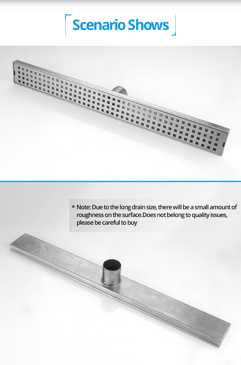 60*6.7CM shower bathroom insert linear concrete tile odor resistant long floor drain