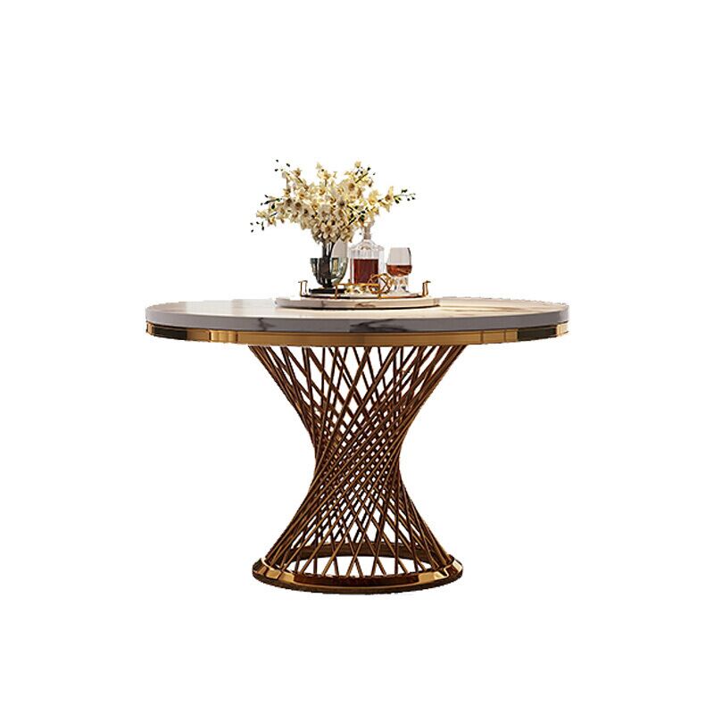 Wholesale round marble top dining table design modern royal restaurant metal leg table nest stainless steel stand