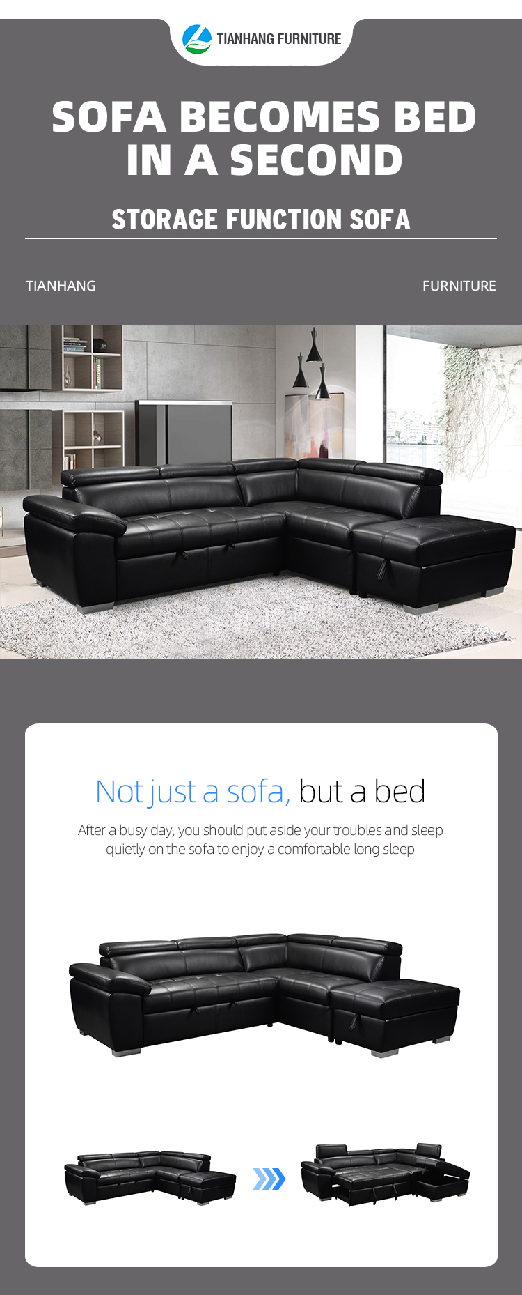 Modern Multi Functional Decoration Living room sofa with Storage foldable sofa bed sleeper