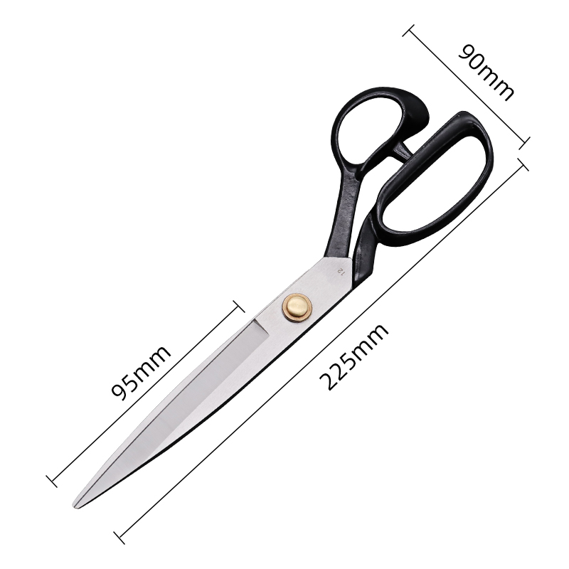 professional  black 12 inch stainless steel sewing fabric cutting tailor scissors