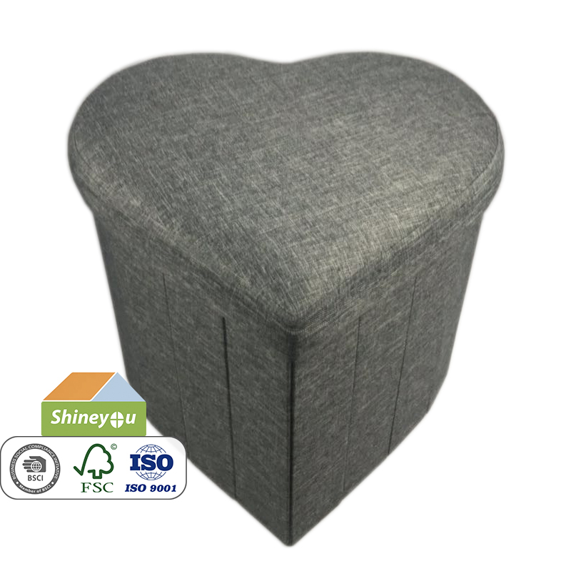 PVC leather heart shape ottoman linen heart shaped ottoman and faux leather heart shape storage ottoman