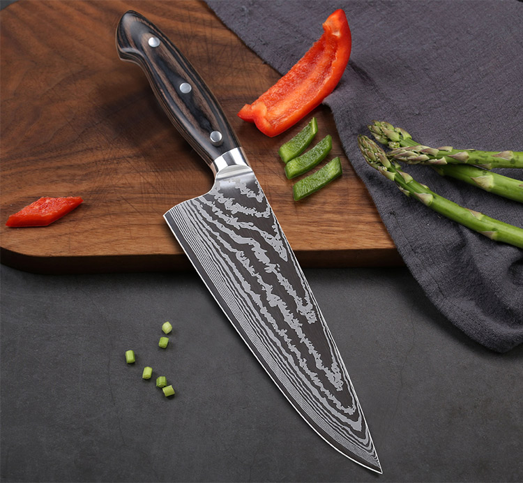 8 Inch Stainless Steel Chef Knife With Pakkawood Handle