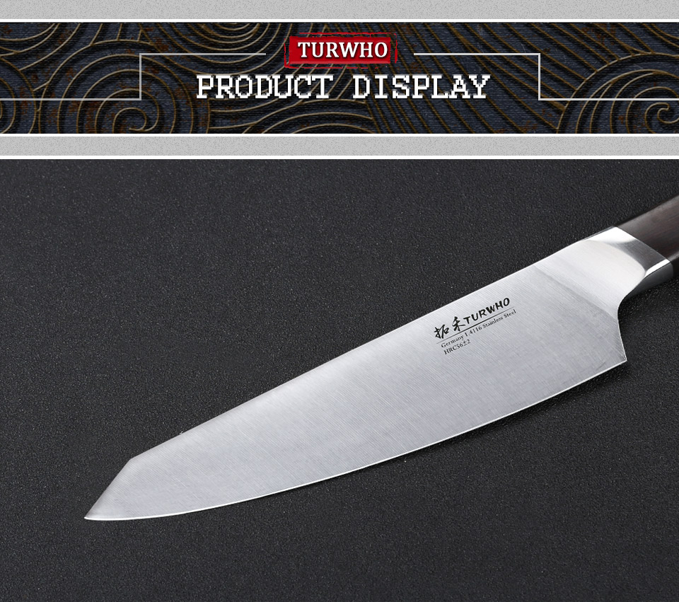 TURWHO 8 Inch German Steel 1.4116 Stainless Kitchen Chef Knife