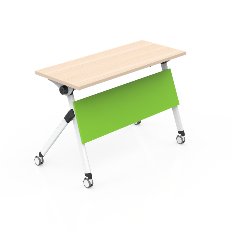 Office Furniture wood table and steel basket Foldable desk Training room wheeled table