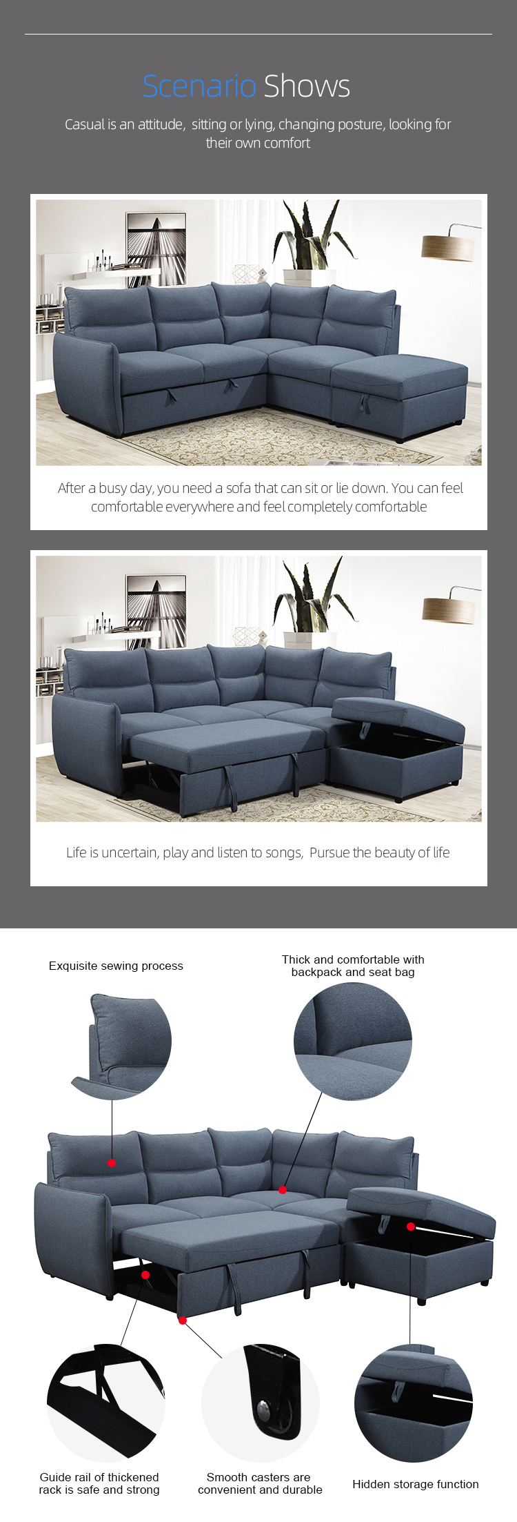Simple Modern Style Sleeper sofa Bed Living Room Furniture sofabed Living+Room+Sofas