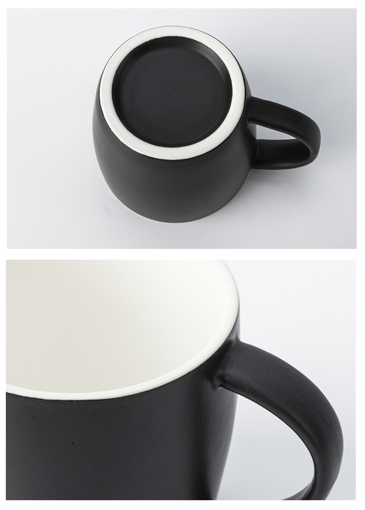 OEM Color Logo Porcelain Black Outside White Inside 300ml matt mug