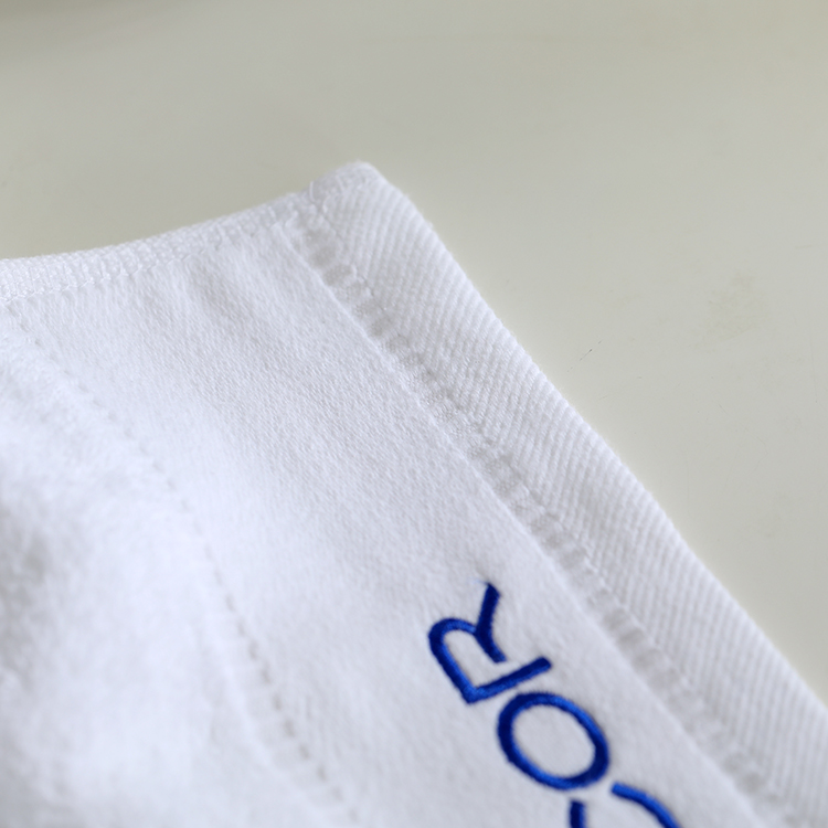 100% Cotton White Color Hotel Bathroom Dobby Border Towel Set With Hotel Logo Embroidery