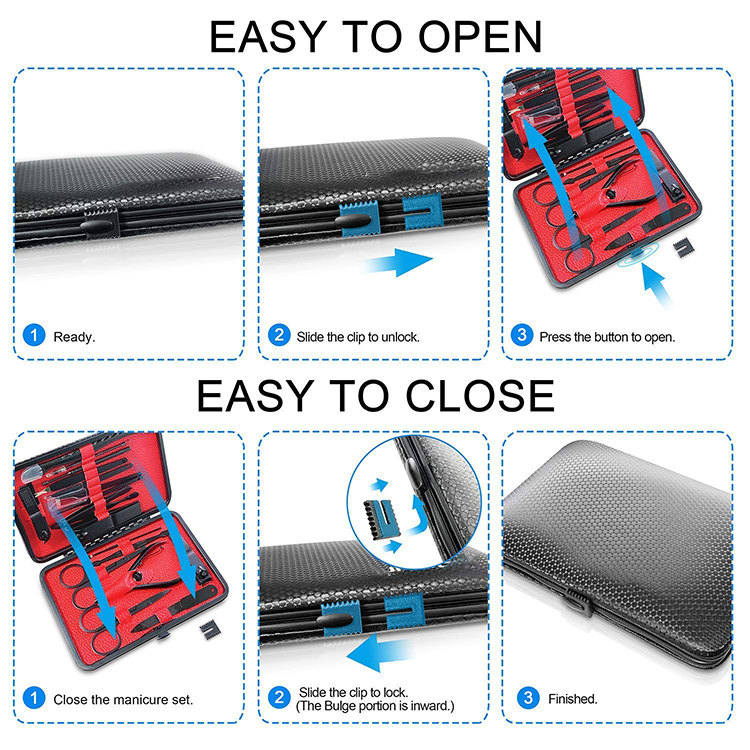 Stainless Steel Nail Clipper Cutter Trimmer Ear Pick Custom Name Manicure Clipper Set 18 pcs Manicure Tool Pedicure Kit