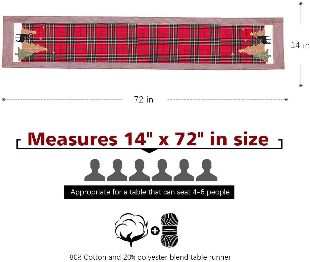 Wholesale  embroidered table runner christmas in red