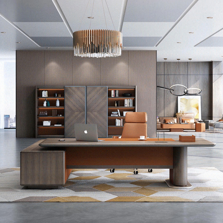 Gokeng Factory Supplier  wood veneer laminate office furniture manager wood desk computer desk