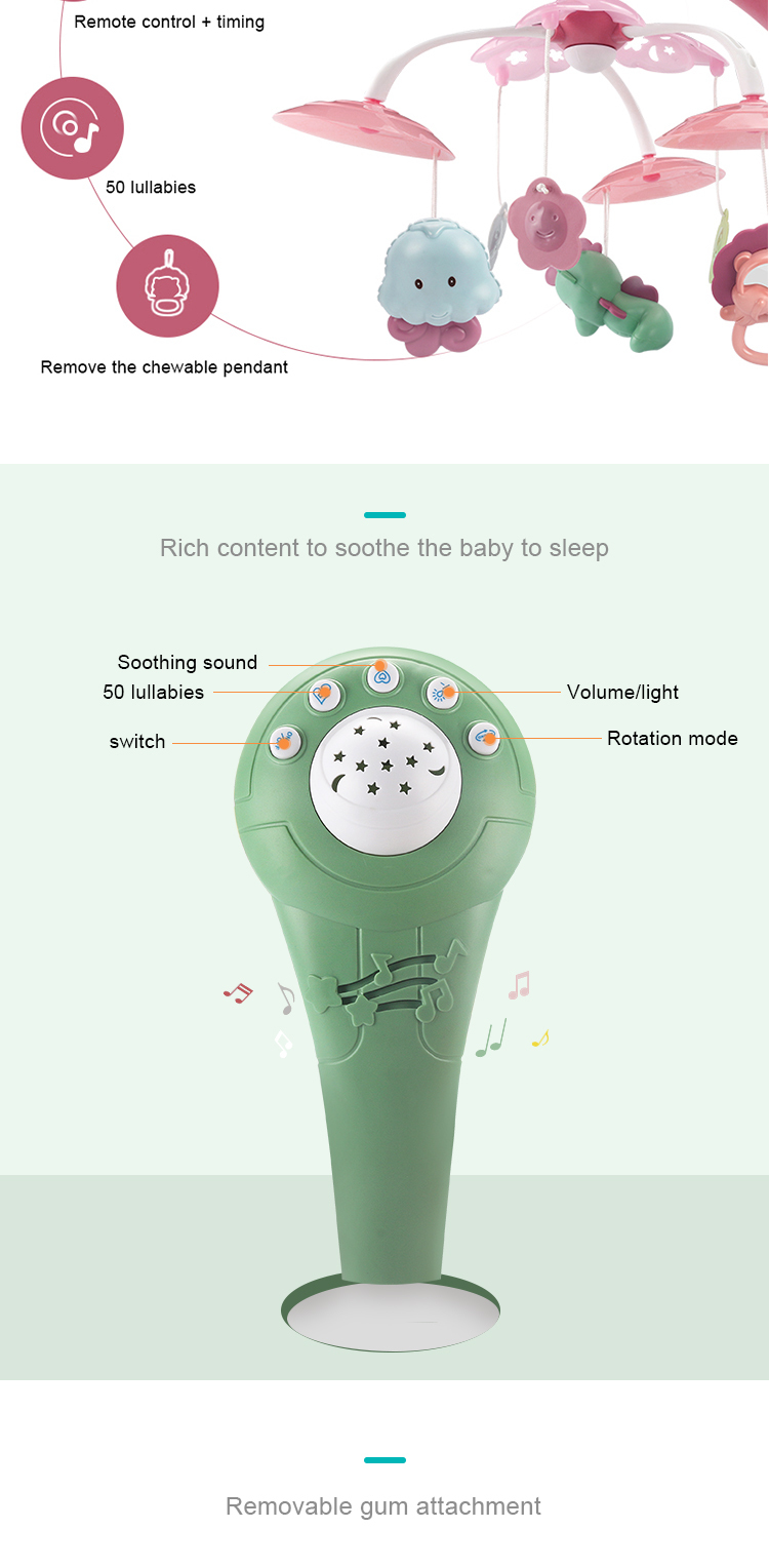 Electric Baby Bed Bell Felt Musical Mobile Felt Baby 0-6 Month Classic Crib Mobile With Owl Projector Baby Bed Bell