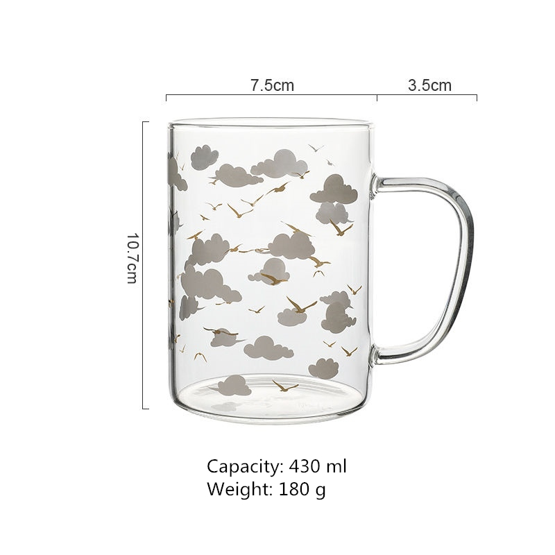 ins stars universe borosicliate glass office teacup coffee mug with handle