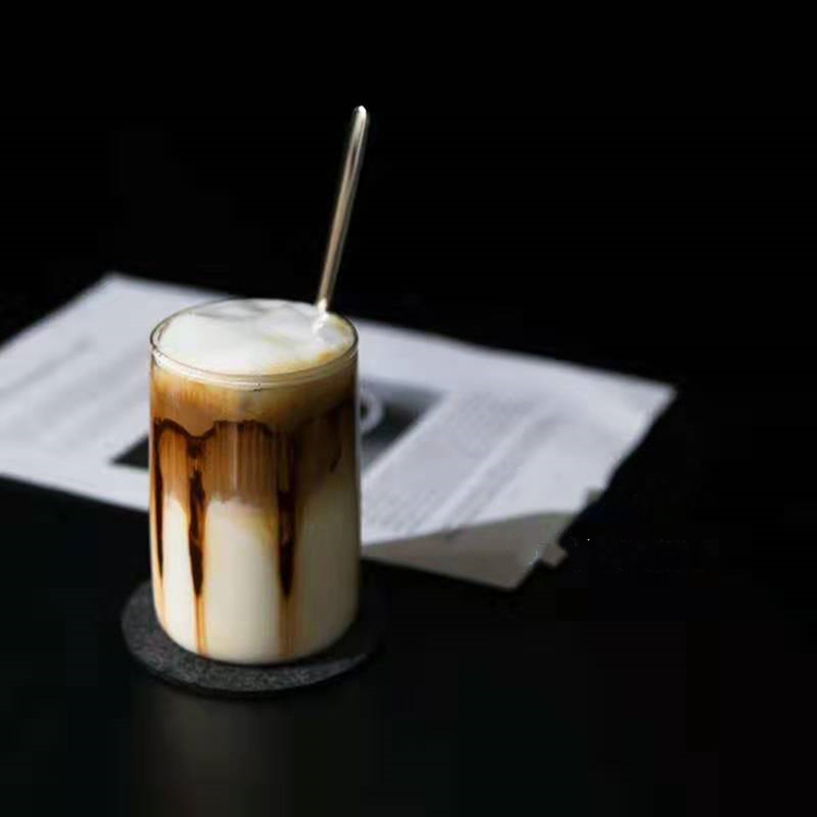 Clear Glass Iced Coffee Milk Cup Latte Cup Heat Resistant High Borosilicate