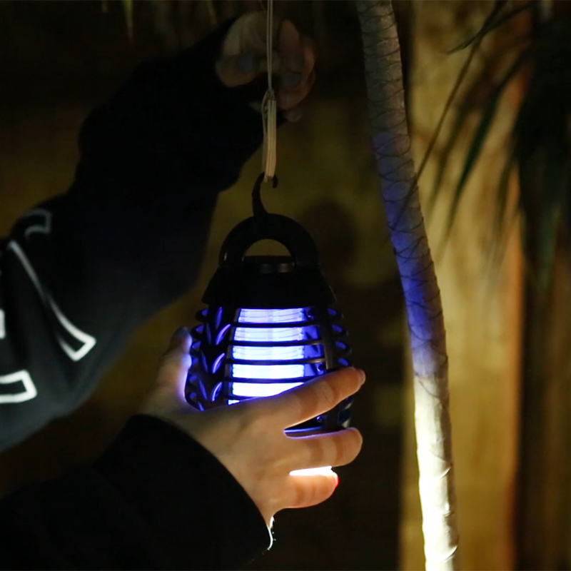 Camping Black Rechargeable battery electronic outdoor IP67 usb powered led uv mosquito insect killer Lantern lamp
