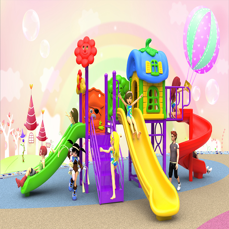 2020 new style good quality colorful outdoor paradise park playground with plastic children slide manufactured  in china