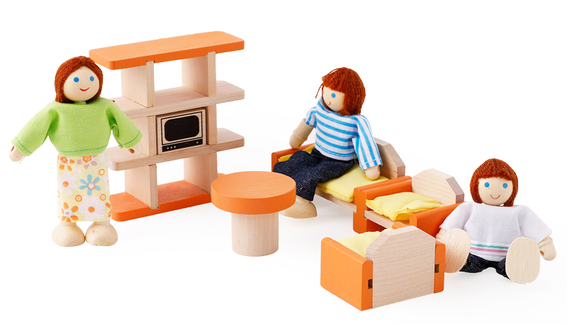 New style hot sale high quality wooden doll house furniture accessories natural solid wood furniture toys