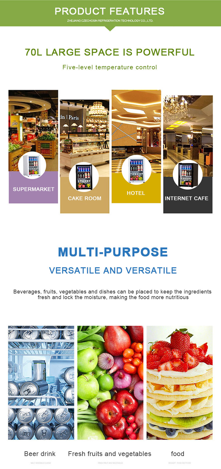 80L color injected beverage can refrigerated showcase countertop display fridge