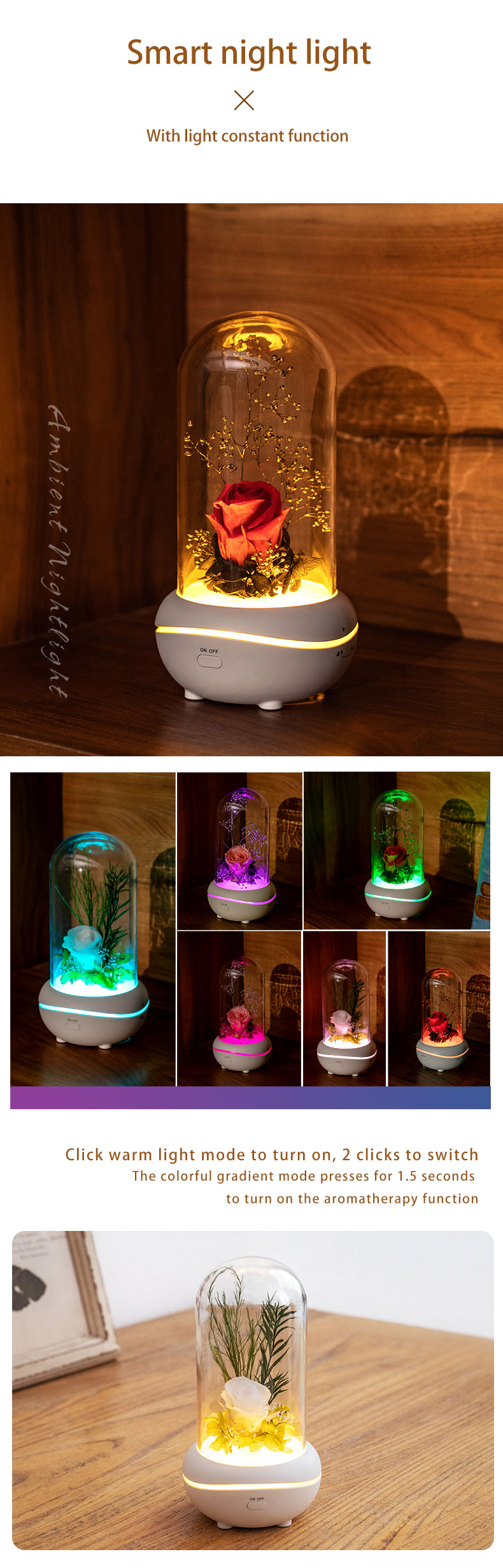 WYWD Creative Colorful Led Ultrasonic Rechargeable Diffuser Portable Aroma Fragrancy Lamp With 800mAh Battery