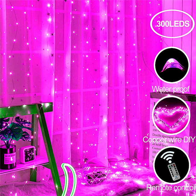 3x1M/3x2M/3x3M LED Copper Wire Curtain String Lights Curtain lamp bedroom lamp outdoor lamp Christmas decoration essential