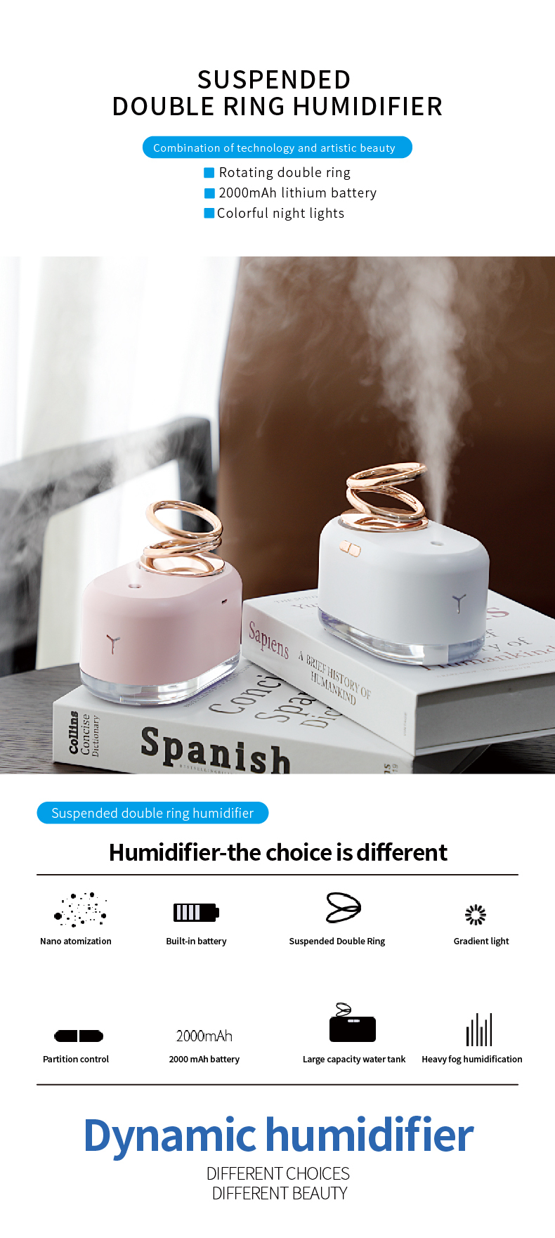 WYWD Factory Direct Supply New Arrival Customized House Humidifier Relieve Fatigue Dual Mode Persistent Spray
