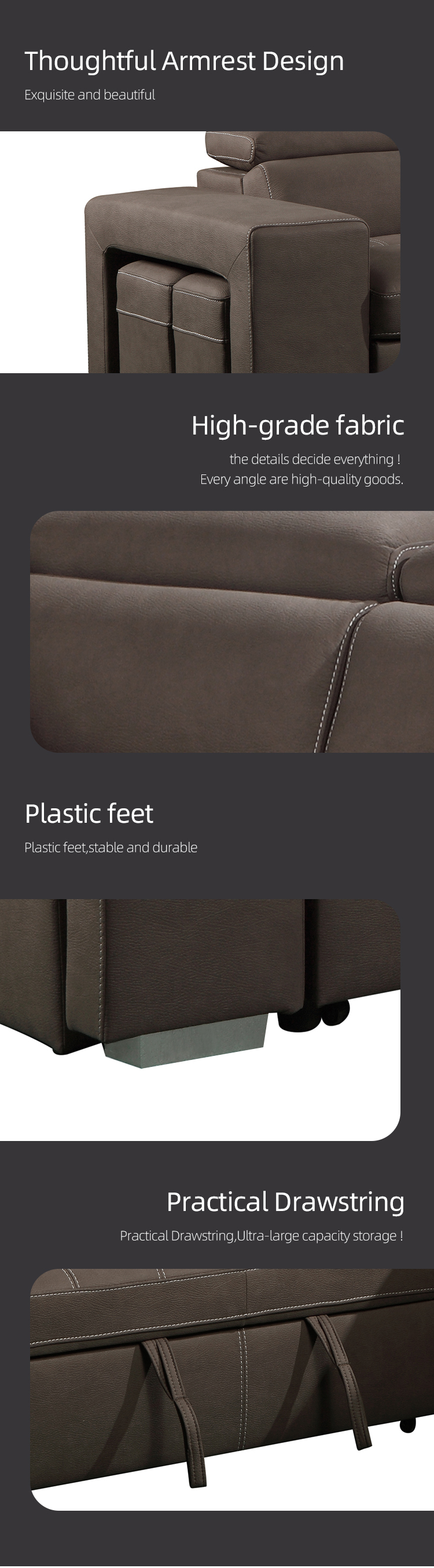 Modern design sofa sets for living room l shape sofa set cum bed ottoman with storage